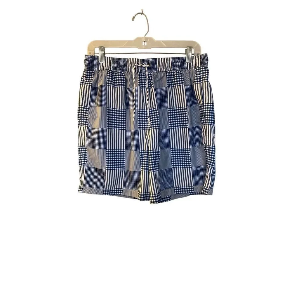 Brooks brothers men’s Patchwork blue and white swimming trunks size medium